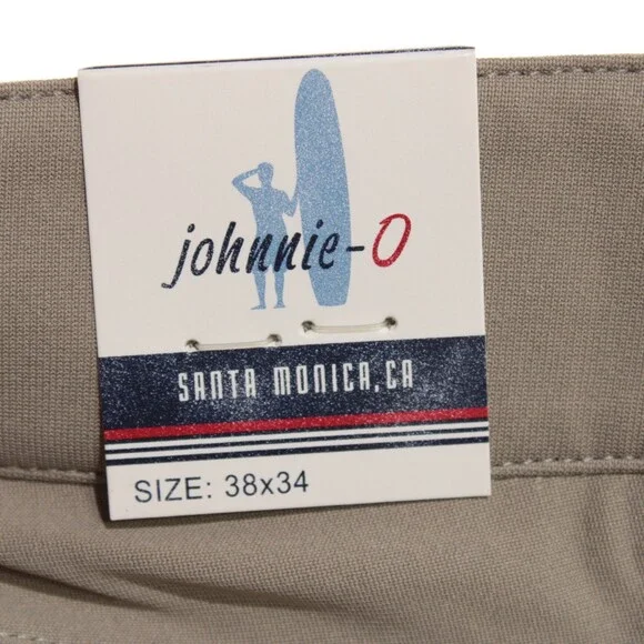 Johnnie-O NWT 5 Pocket Jean Cut Pants Size 38 US In Solid Beige 100% Polyester